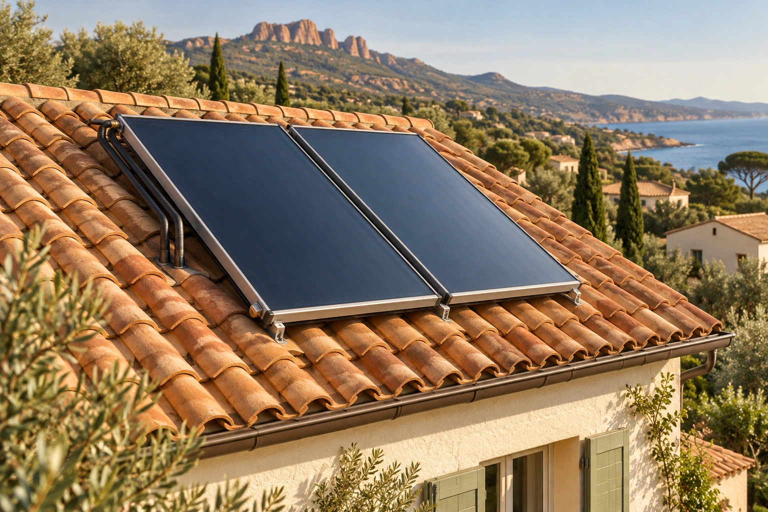 Illustration de capteurs solaires thermiques pour l’eau chaude